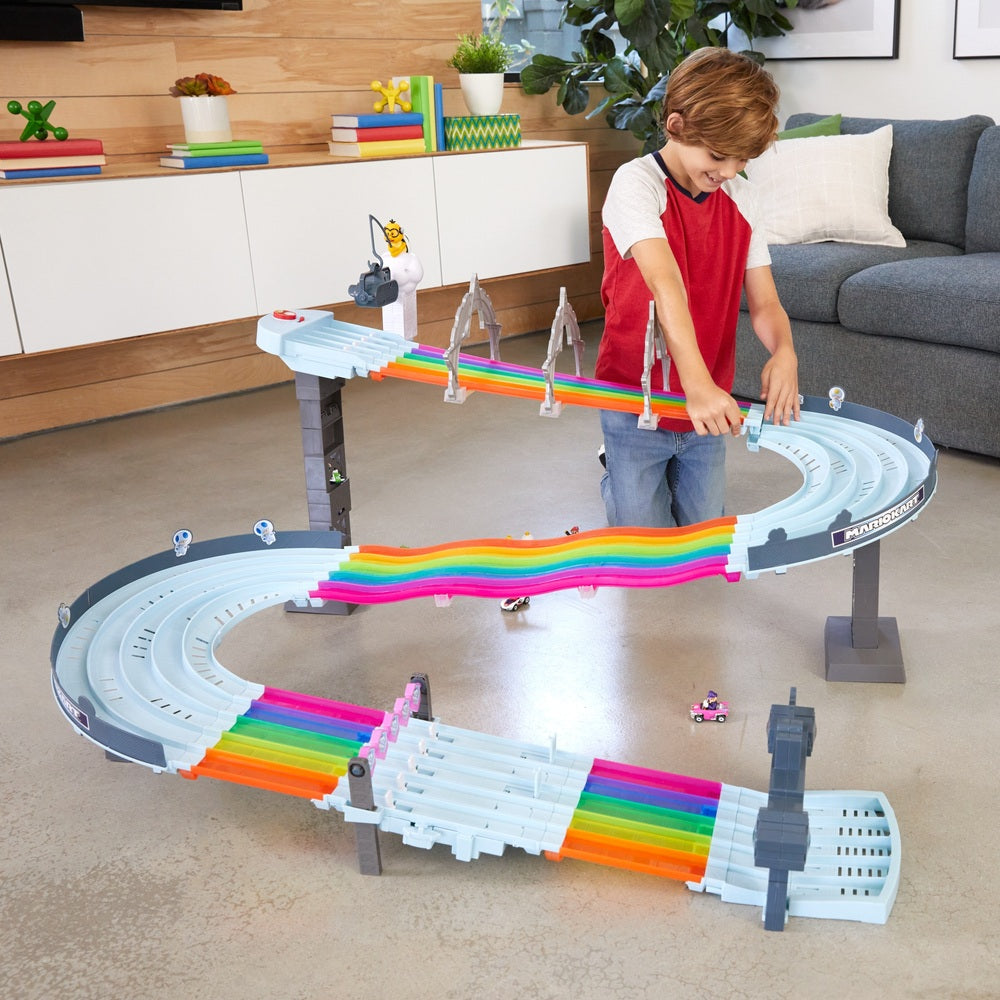Hot Wheels Mario Kart Rainbow Road Playset With Vehicles