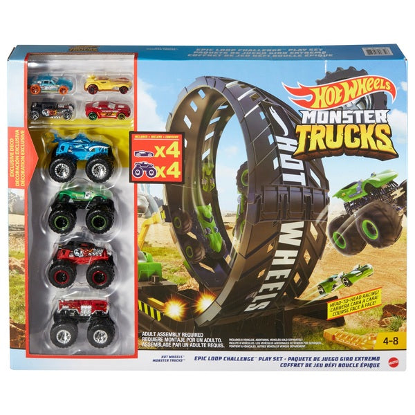 Hot Wheels Monster Trucks Epic Loop Challenge Playset + 8 Vehicles