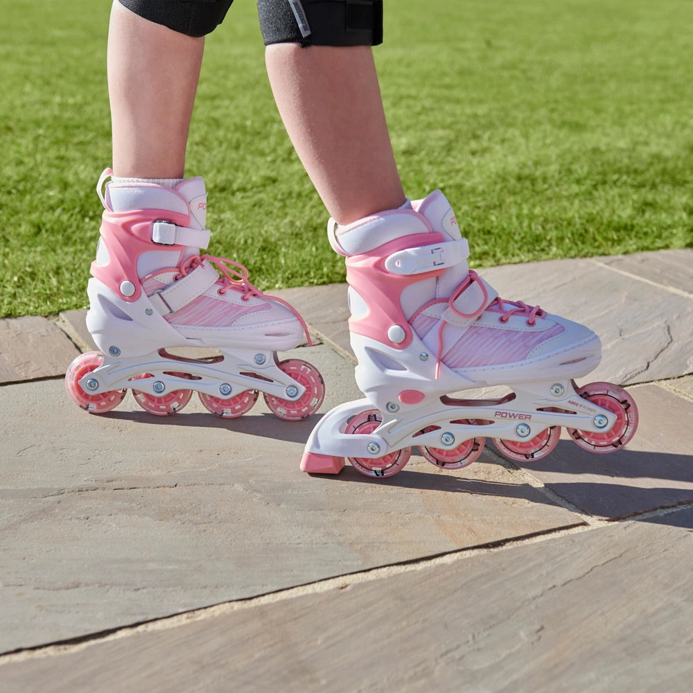 Adjustable Inline Skates Pink And White Uk Size 2 – 4