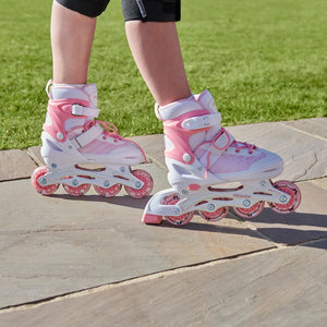 Adjustable Inline Skates Pink And White Uk Size 2 – 4