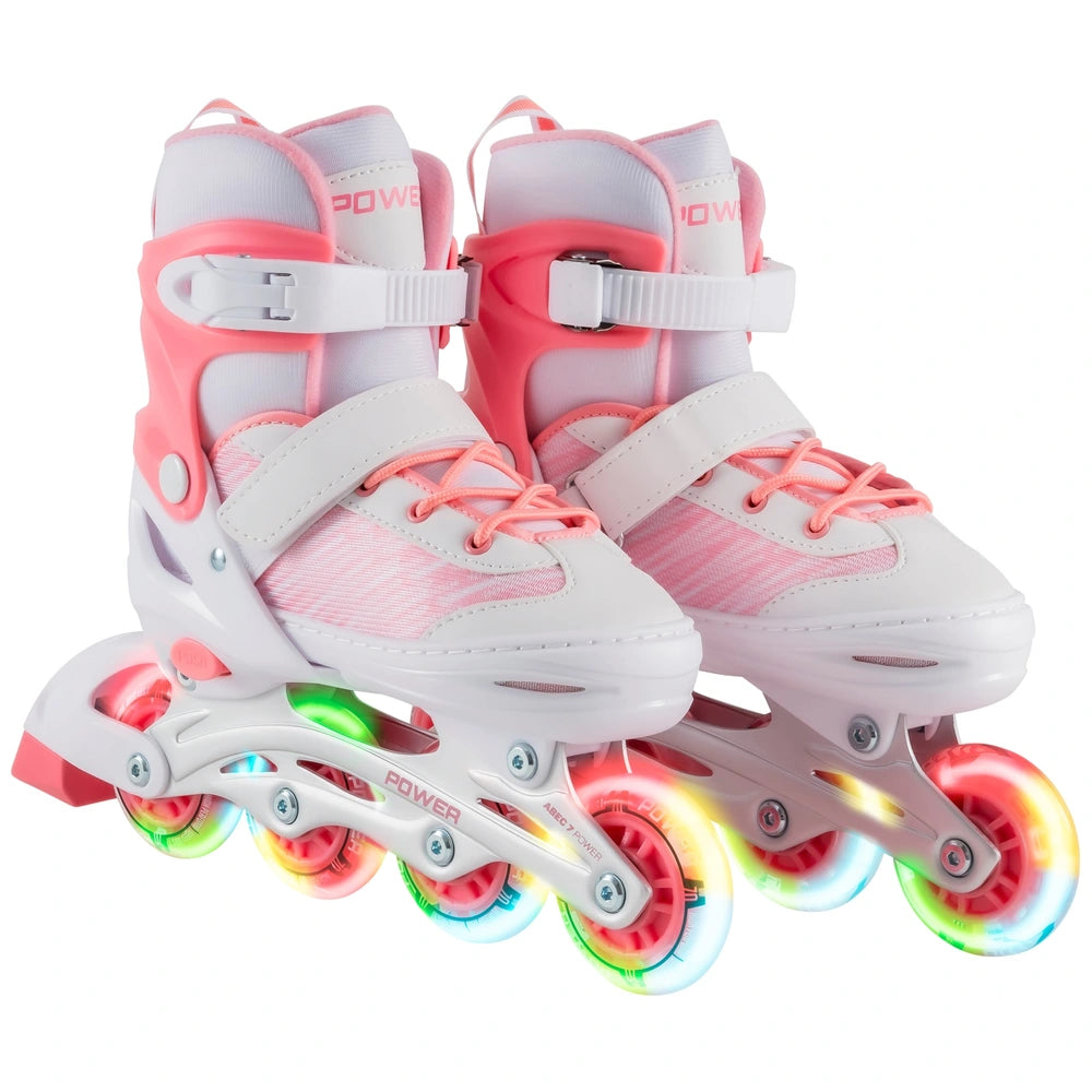 Adjustable Inline Skates Pink And White Uk Size 2 – 4
