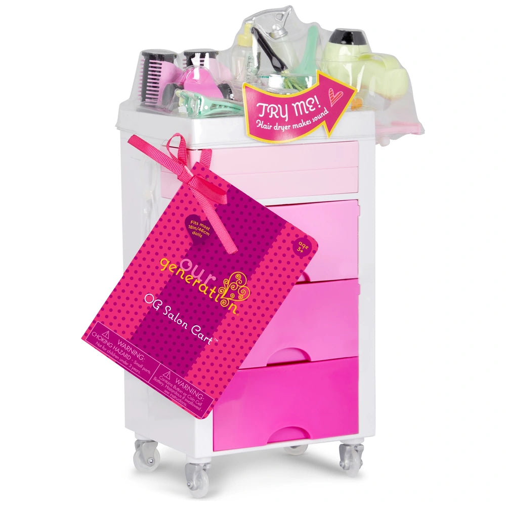 Our Generation Hair Salon Cart And Hair Styling Accessories Playset