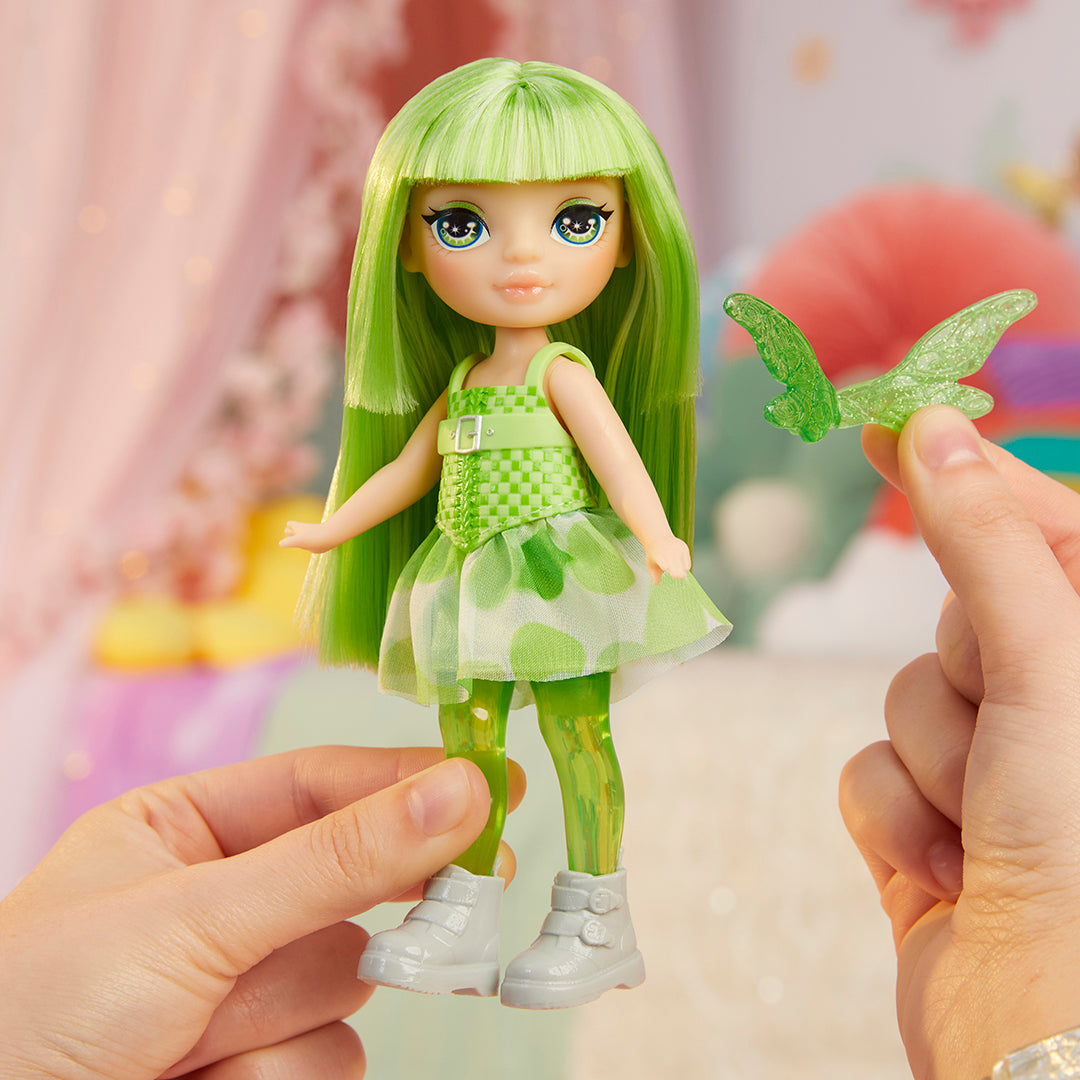 Rainbow High Littles Rainbow Fantasy Fairies With Pet – Emerald, Green 5.5" Small Doll & Fantasy Dragon Pet