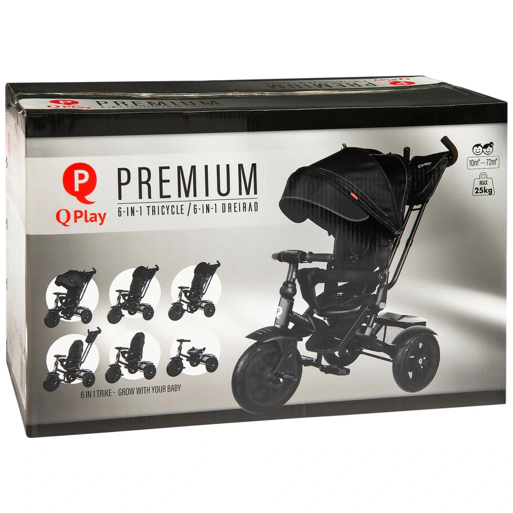 Q Play Premium 6-In-1 Trike Black