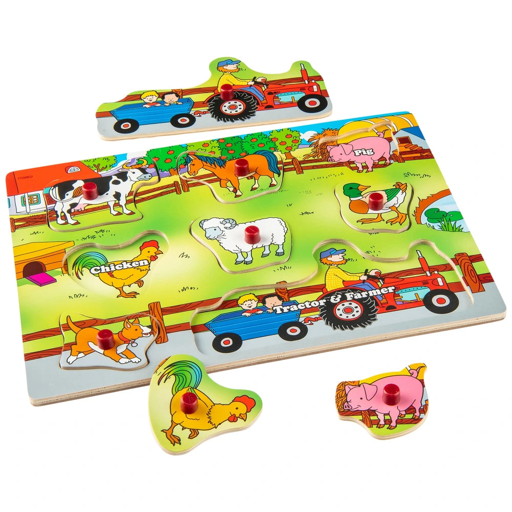 Wooden Puzzle Chunky Farm Shapes