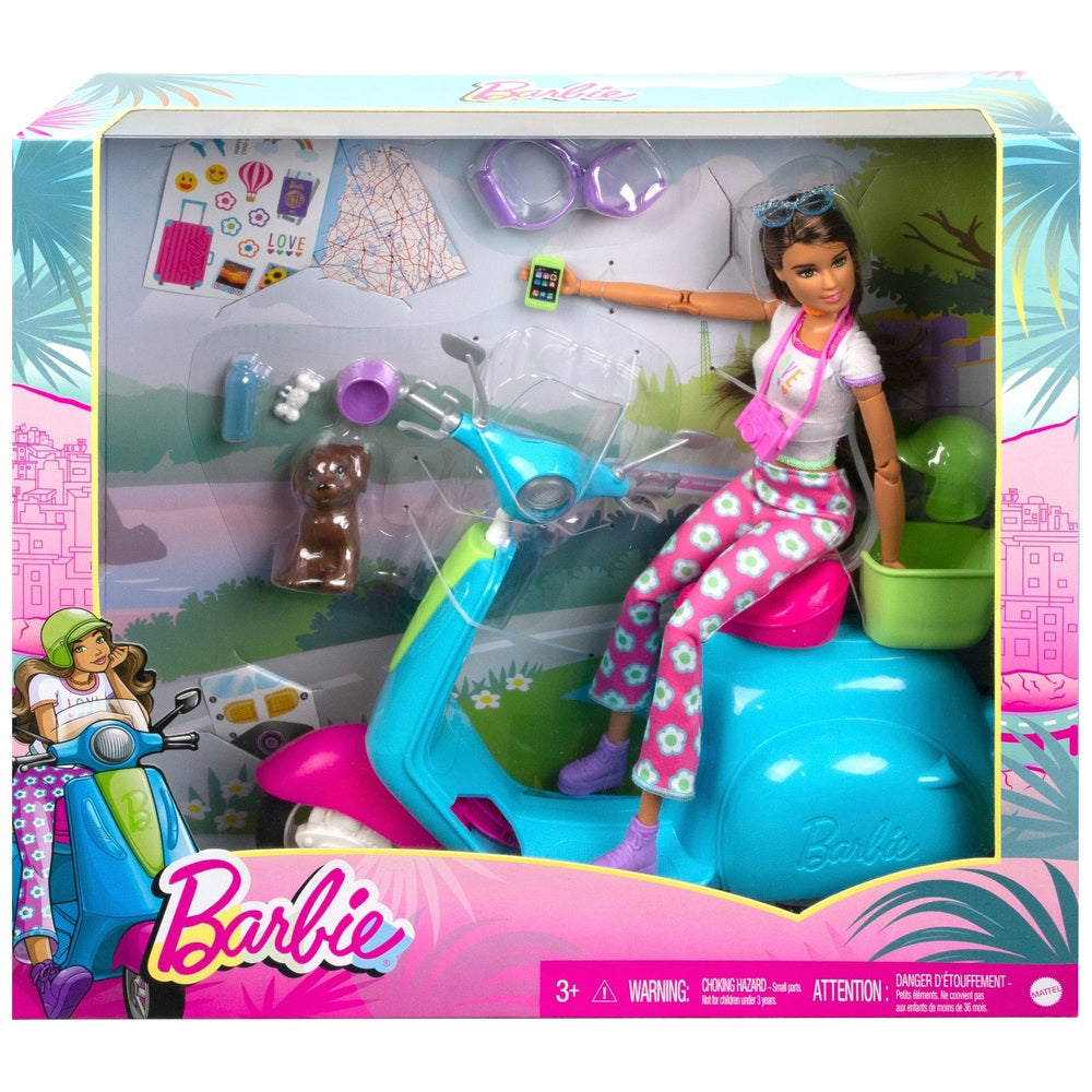 Barbie Holiday Fun Doll, Scooter And Accessories