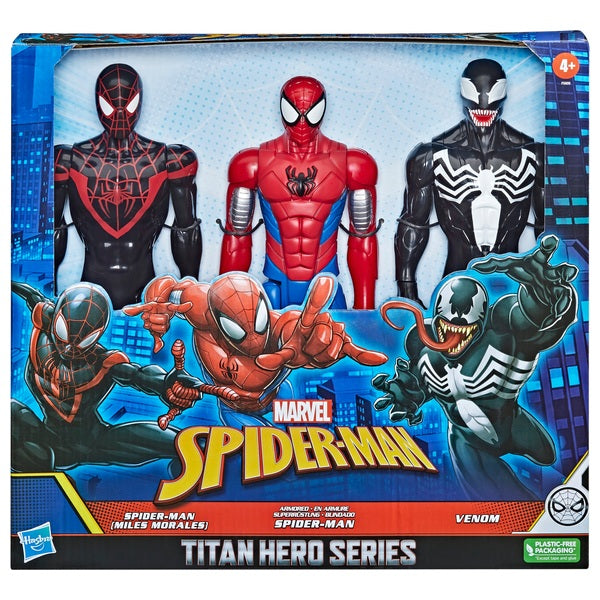 Marvel Titan Hero Series Action Figures Spider-Man, Miles Morales And Venom 3 Pack 30Cm