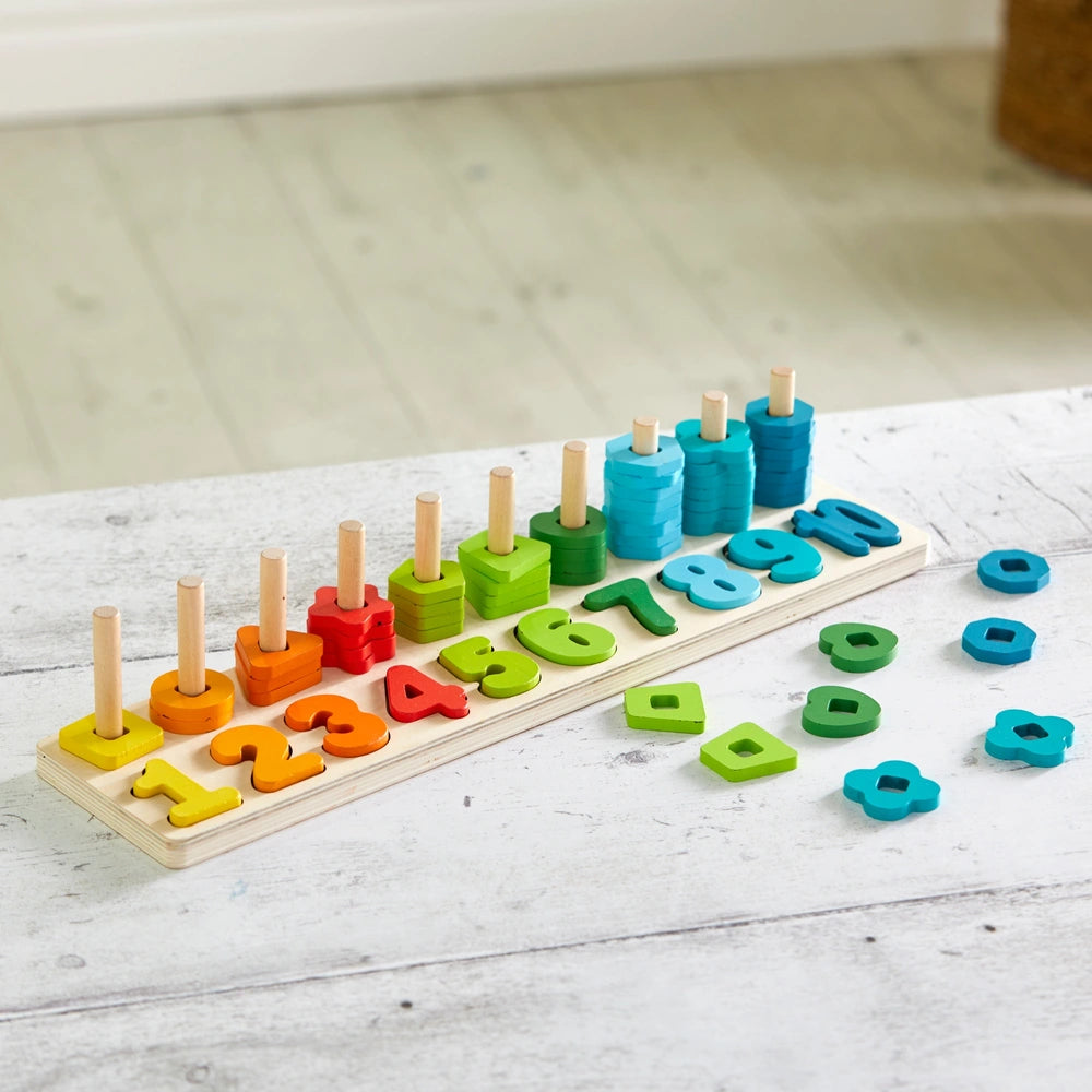 Squirrel Play Wooden Counting Shape Sorter Set 65 Pieces