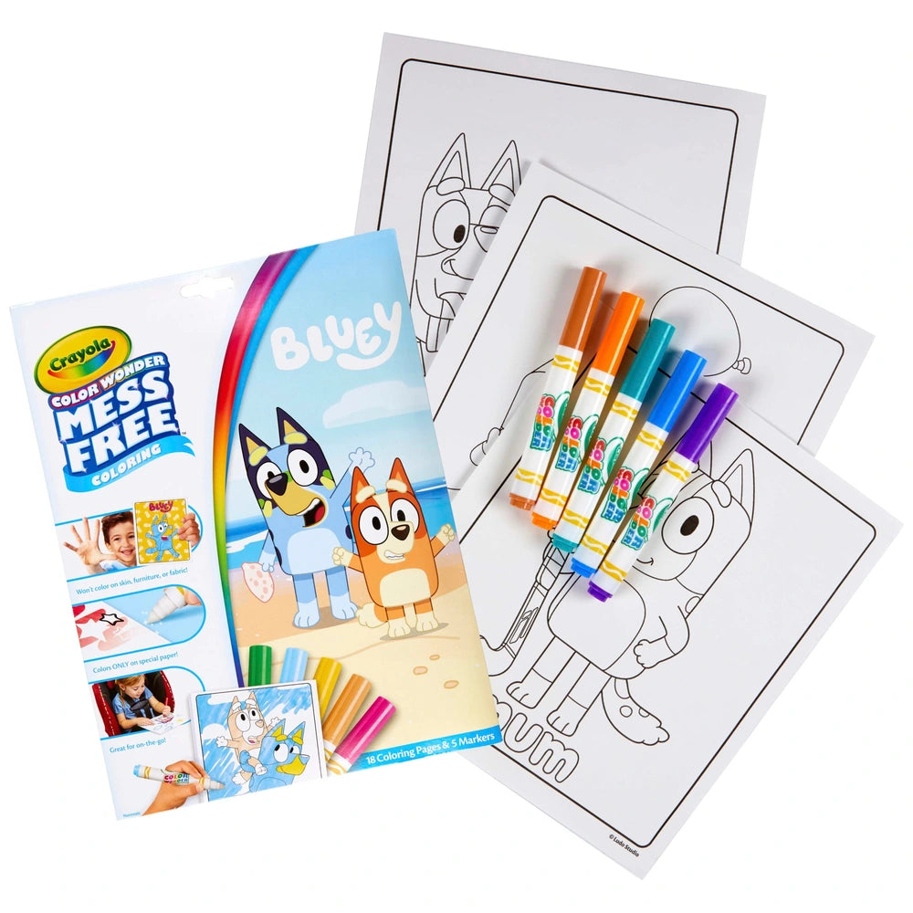 Crayola Color Wonder Bluey Colouring Pages Book And Markers Set