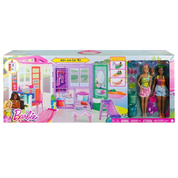 Barbie Holiday Fun Summer Beach House, Dolls And Accessories