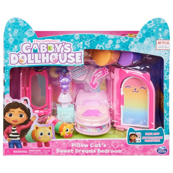 Gabby’s Dollhouse Sweet Dreams Bedroom With Cat Figure And Accessories