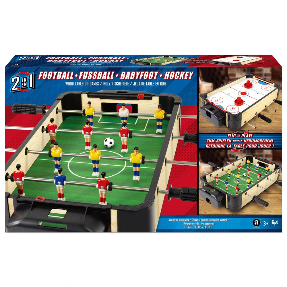 Foosball And Air Hockey 2-In-1 Game Tabletop 50Cm