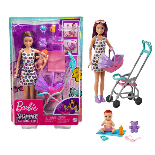 Barbie Skipper Babysitters Pushchair And 2 Dolls Playset
