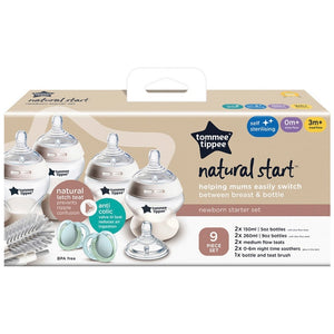 Tommee Tippee Natural Start Self-Sterilising Anti-Colic Baby Bottles Newborn Starter Set 9 Piece