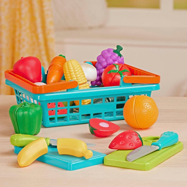 Farmers Market Slice & Play Velcro Food In A Basket Playset