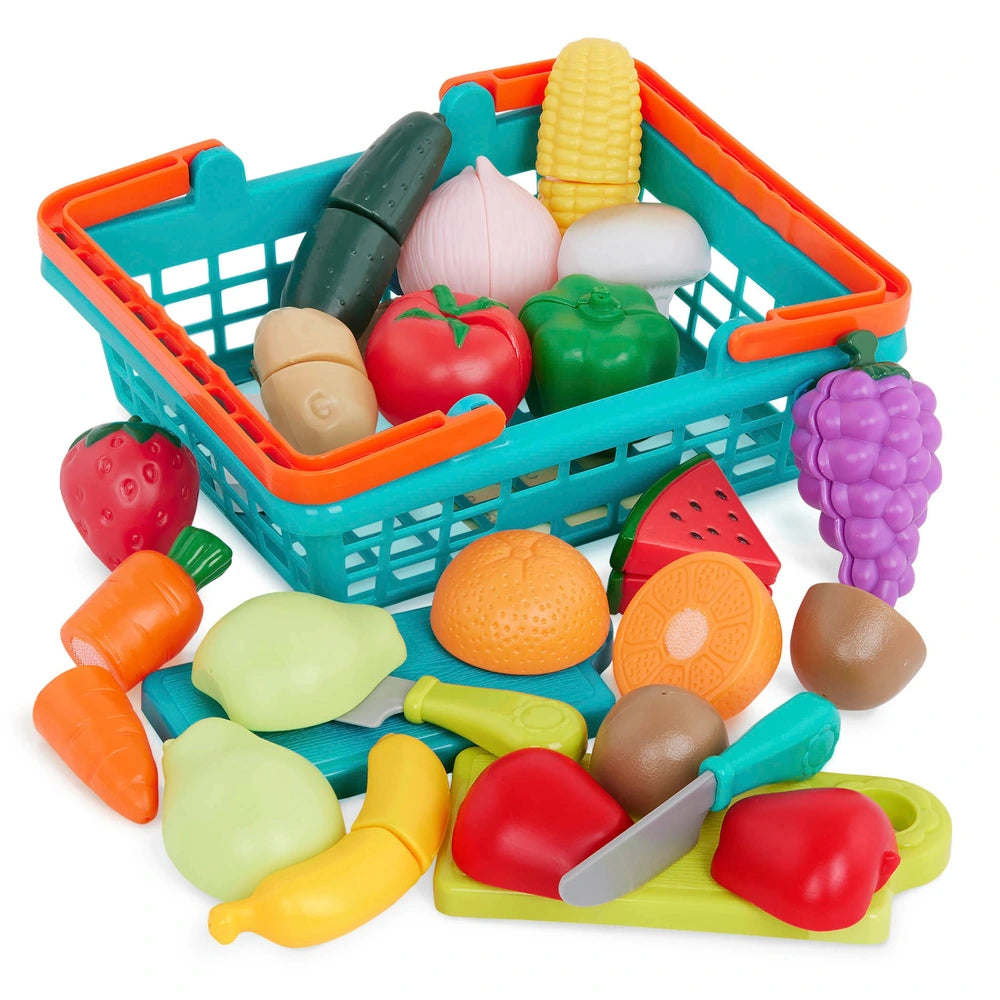 Farmers Market Slice & Play Velcro Food In A Basket Playset