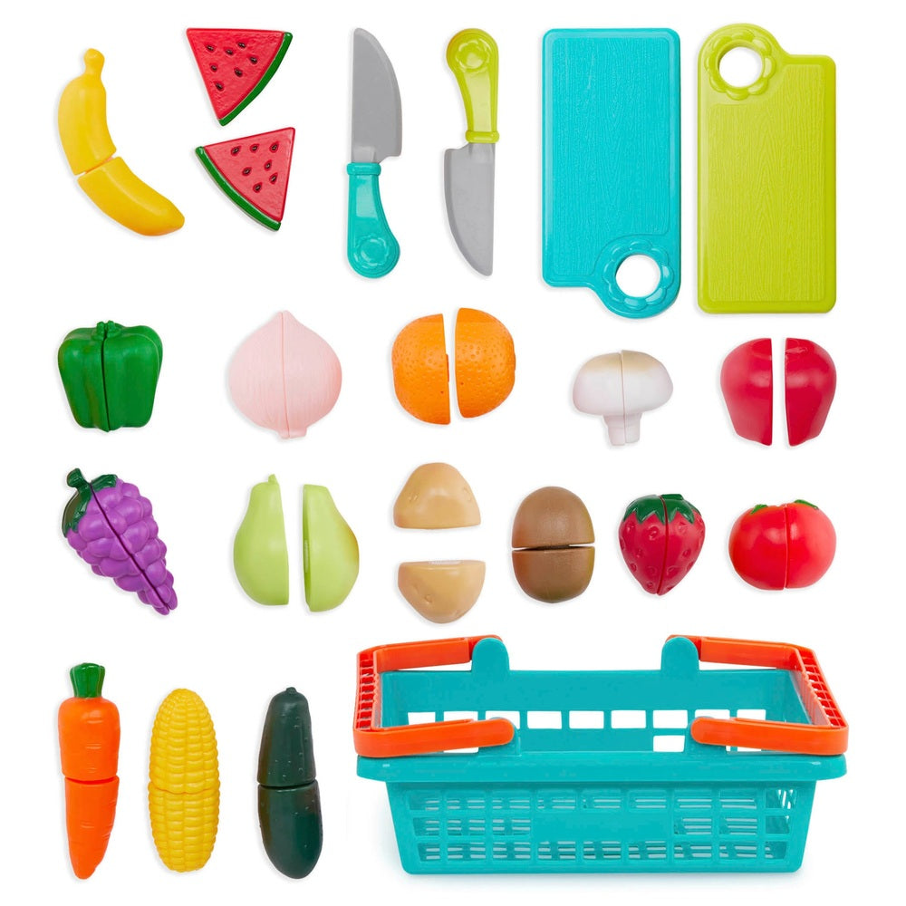 Farmers Market Slice & Play Velcro Food In A Basket Playset