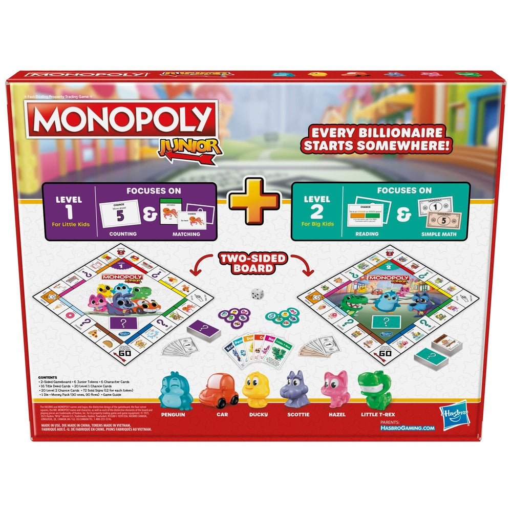 Monopoly Junior Board Game, 2-Sided Gameboard, 2 Games In 1, Monopoly Game