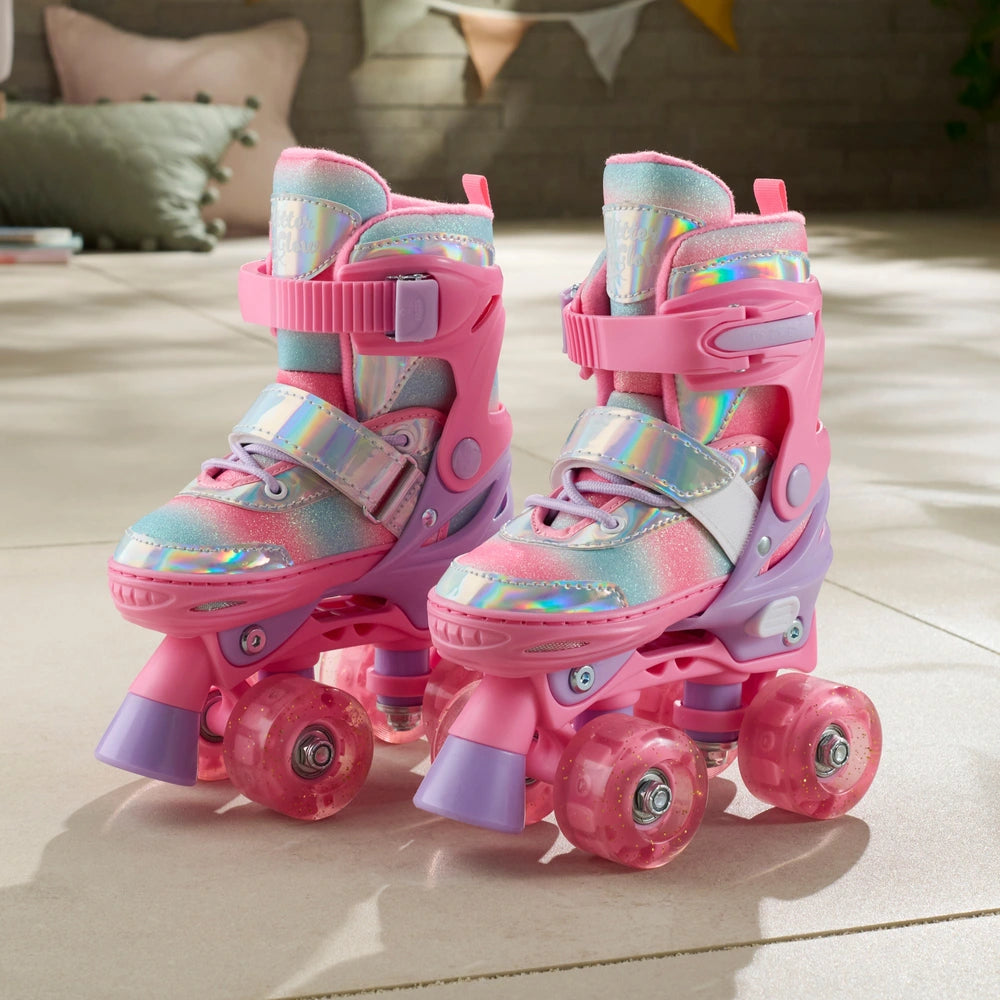 Glitter Glow Roller Skates With Led Wheels Uk Size 9 - 12