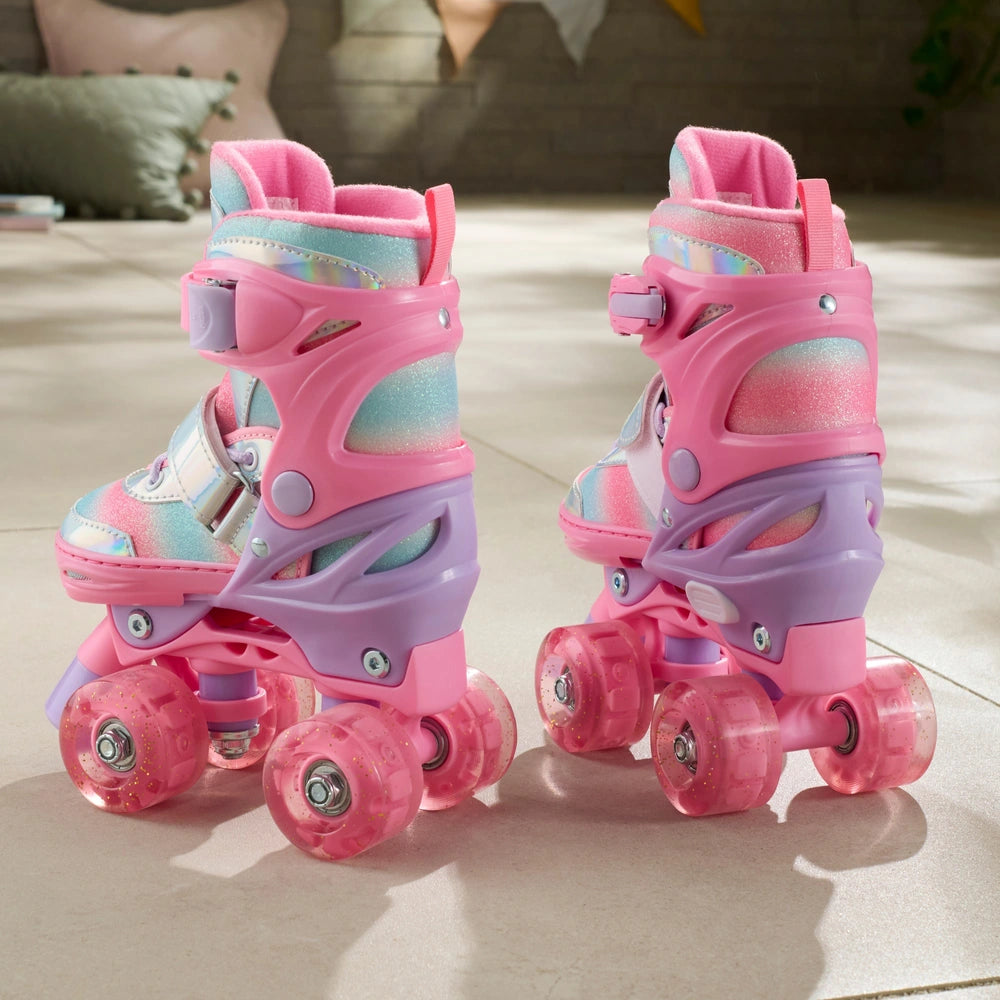 Glitter Glow Roller Skates With Led Wheels Uk Size 9 - 12