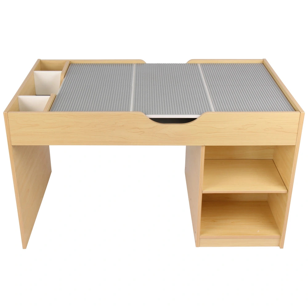 Build 'N' Store Wooden Building Table Brick Storage Desk & Stool