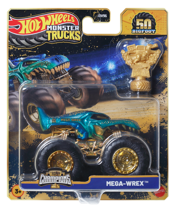 Hot Wheels Monster Trucks Trophy Champions Premium Die-Cast 1:64 Scale & Trophy