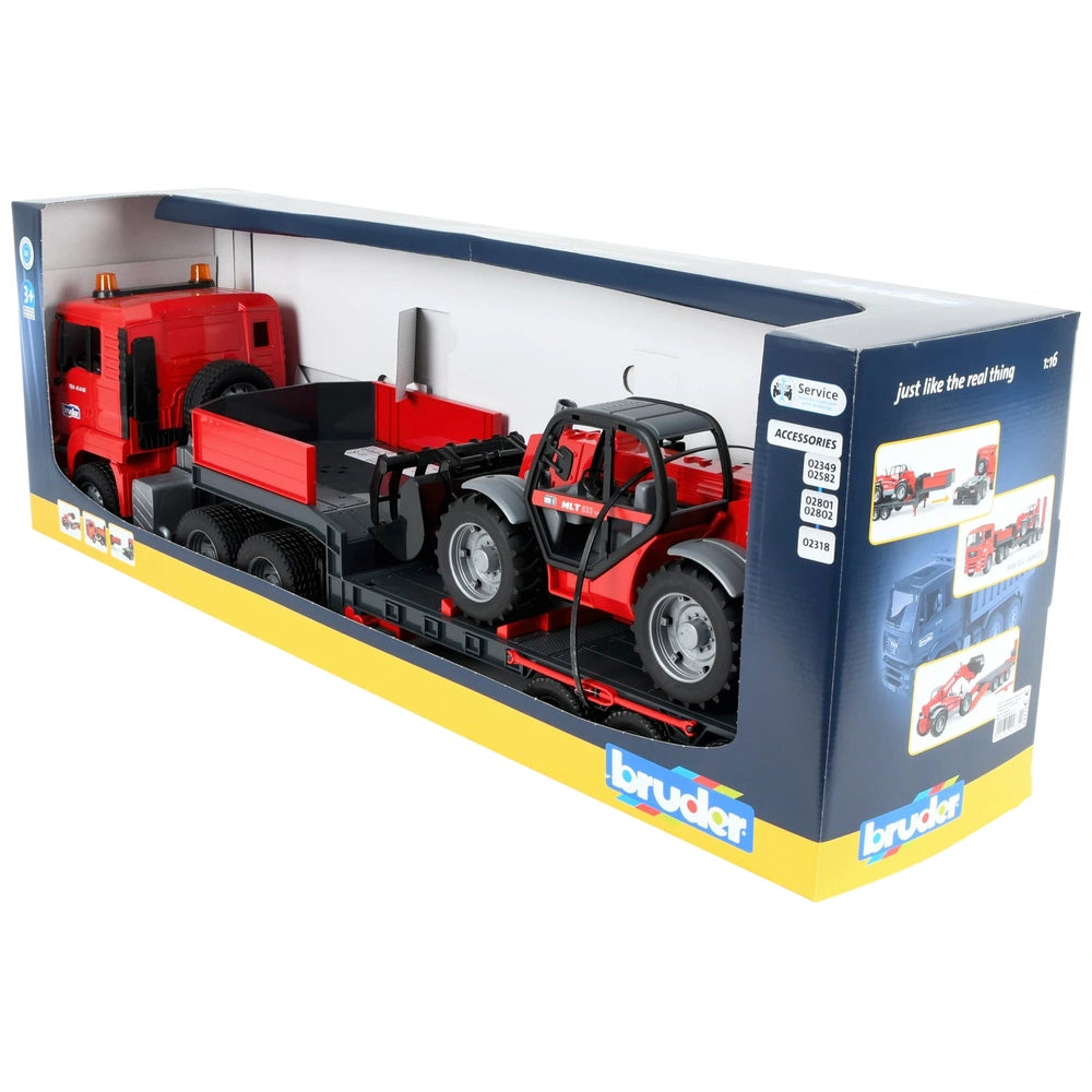 Bruder Man Tga Semi-Trailer Truck With Manitou Telehandler Toy