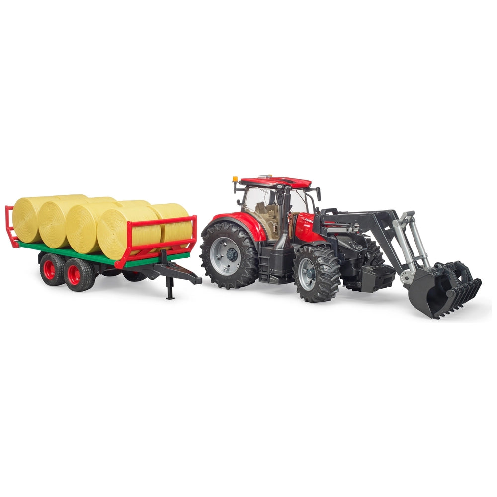 Bruder 1:16 Case Ih Optum Tractor With Trailer & 8 Bales