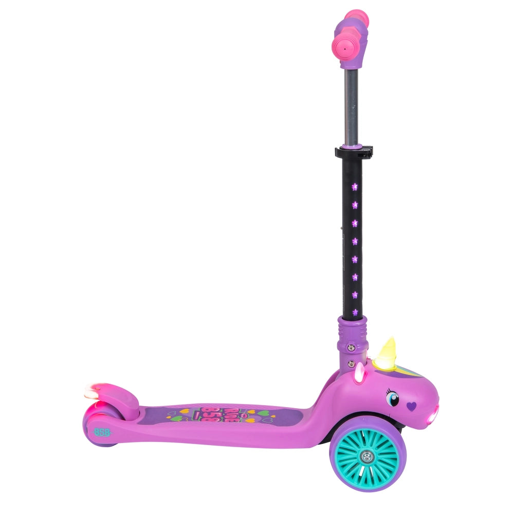 858 Elite Unicorn Light-Up Folding 3 Wheel Scooter