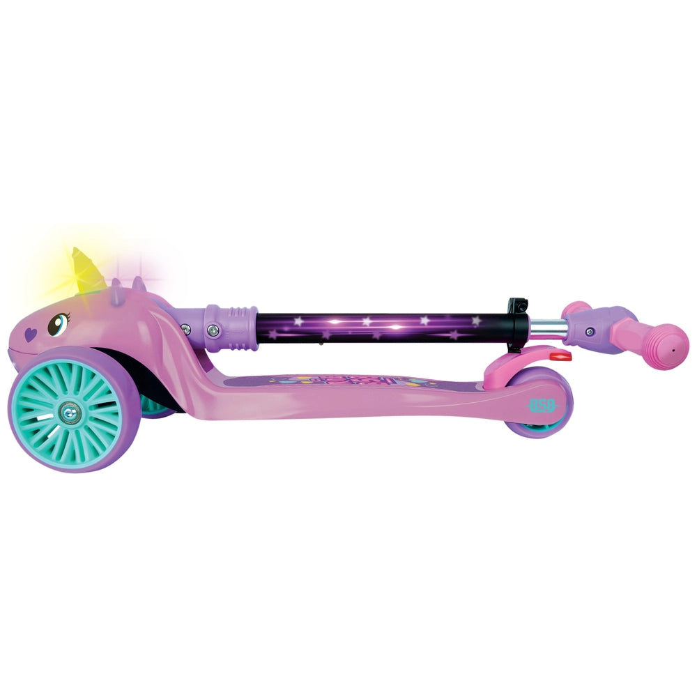 858 Elite Unicorn Light-Up Folding 3 Wheel Scooter