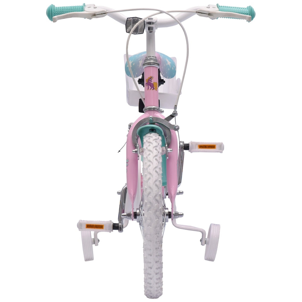 16 Inch Unicorn Bike With Doll Carrier Pastel Pink And Blue