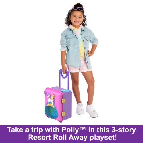 Polly Pocket Pollyville Resort Roll Away Suitcase Playset