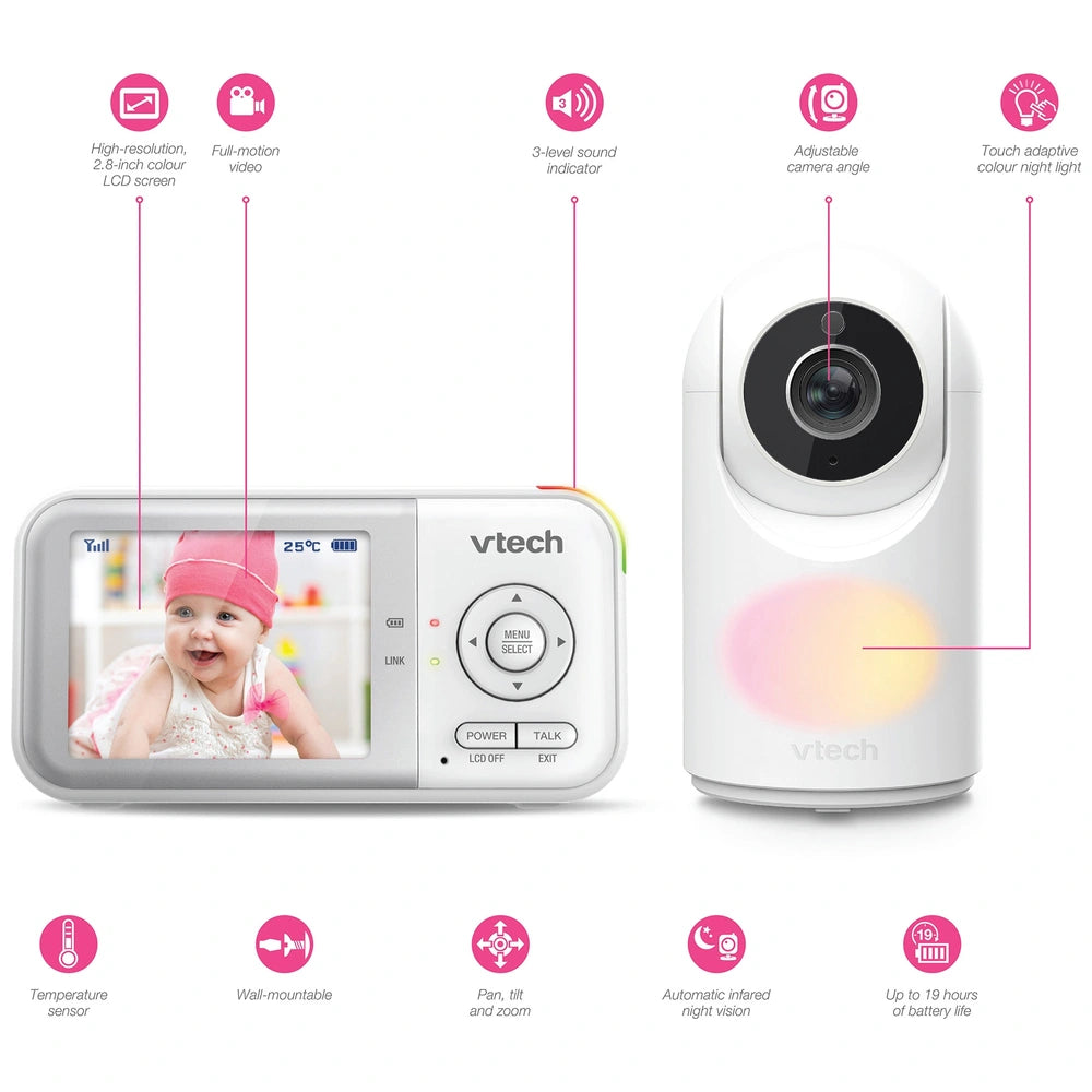 Vtech Vm3263 2.8" Pan & Tilt Video Monitor With Night Light