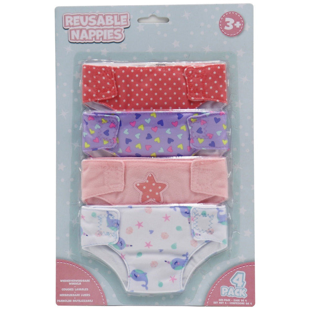 Reusable Dolls Nappies 4 Pack