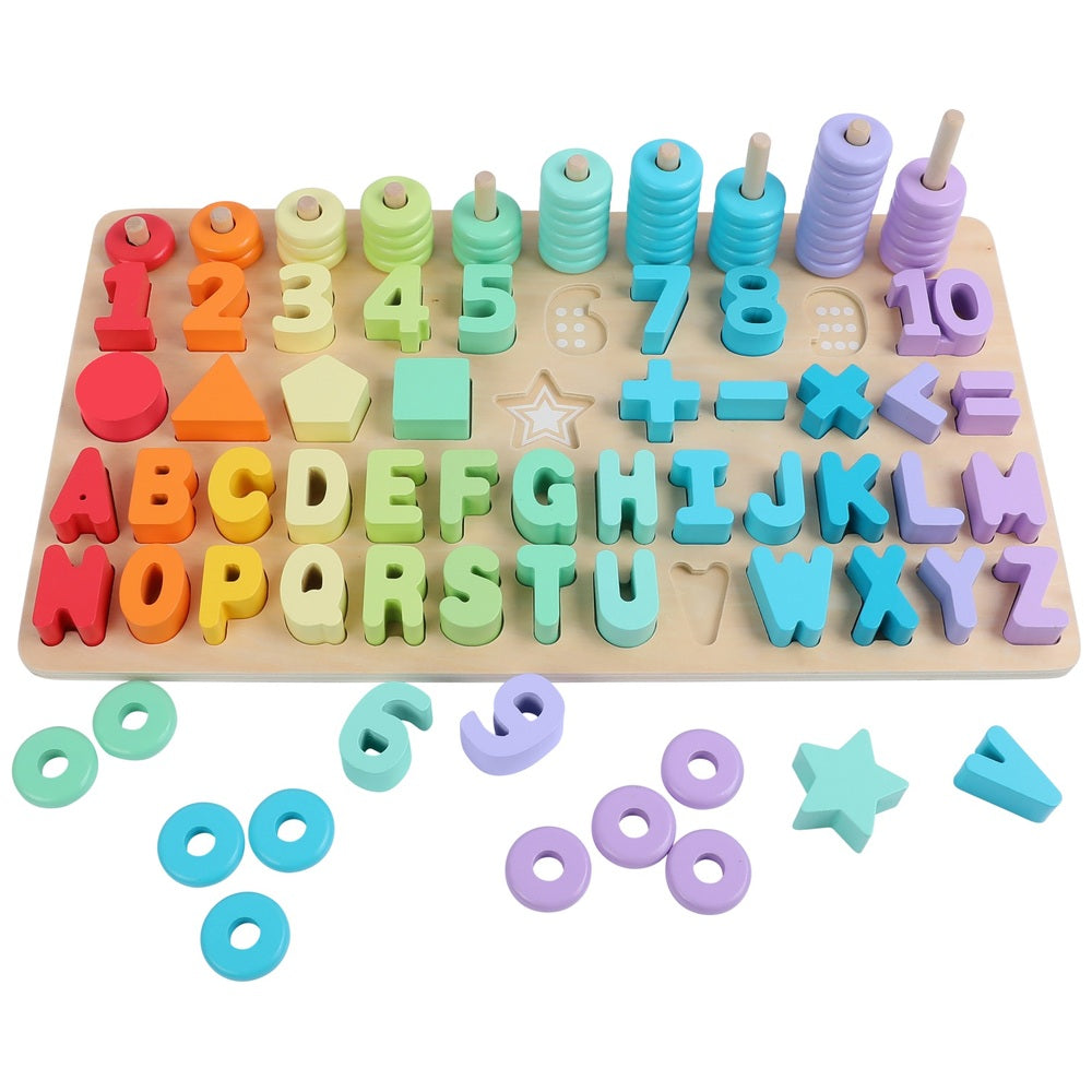 Squirrel Play Wooden Number Shape Stacker 102 Piece Set