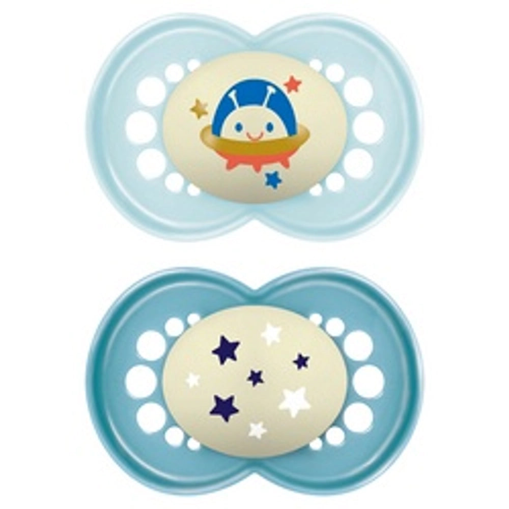 Mam 16 Months+ Pure Night Dummies 2 Pack Blue