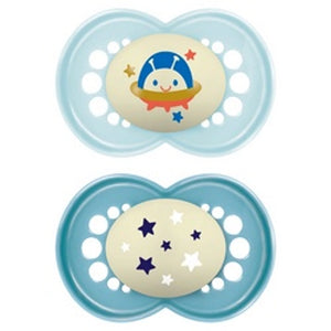 Mam 16 Months+ Pure Night Dummies 2 Pack Blue