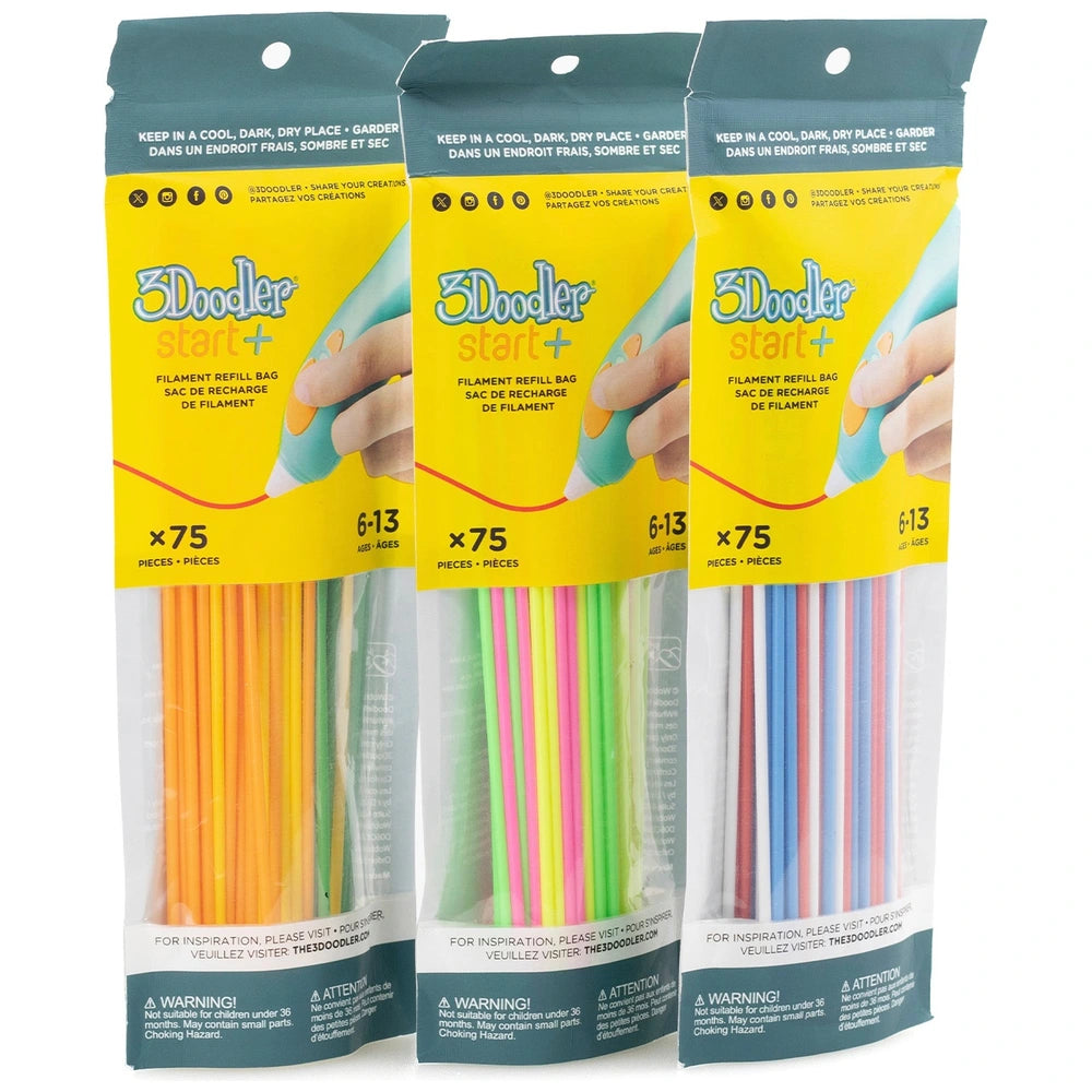 3Doodler Start+ 3D Printing Pen Plastic Refill 75 Piece