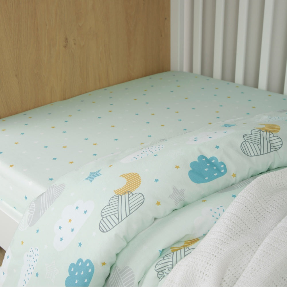 Cuddleco Spring Skies 4 Piece Cot Bed Bedding Set