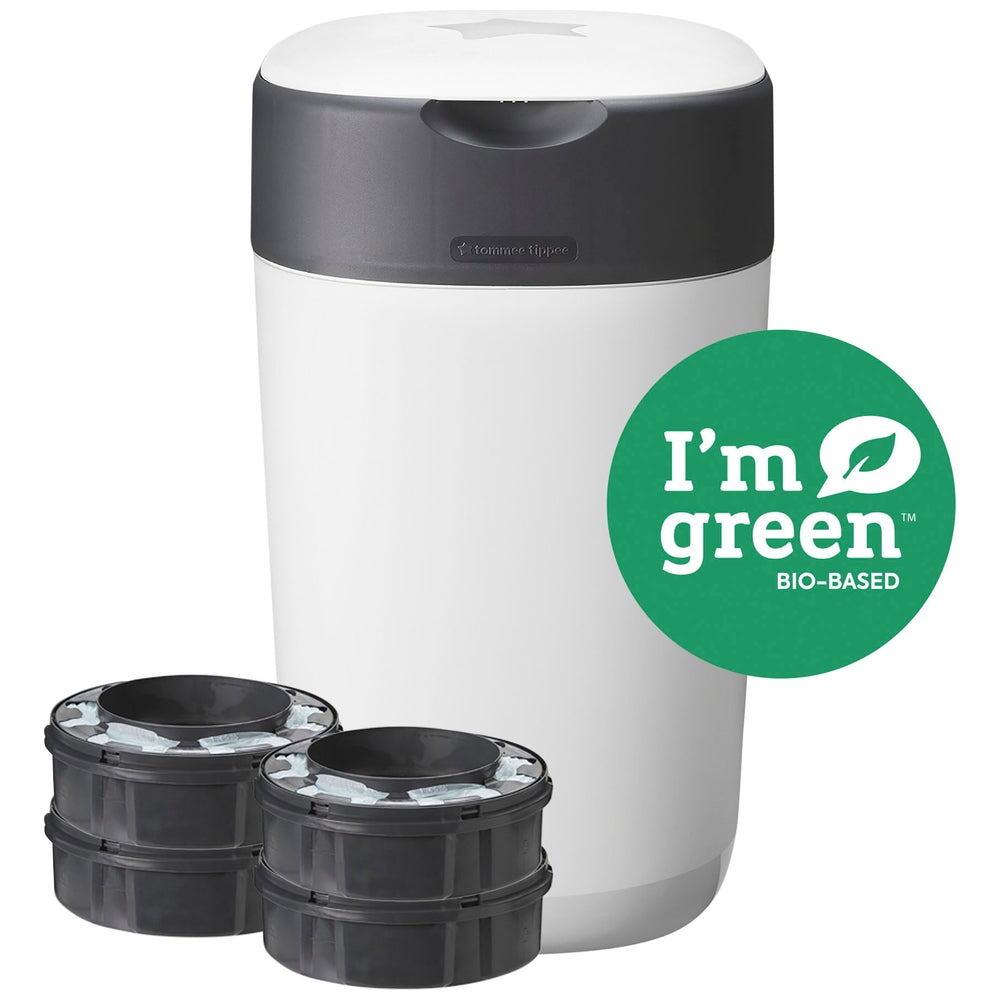 Tommee Tippee Twist & Click Advanced Nappy Bin Starter Set With 4 Cassettes