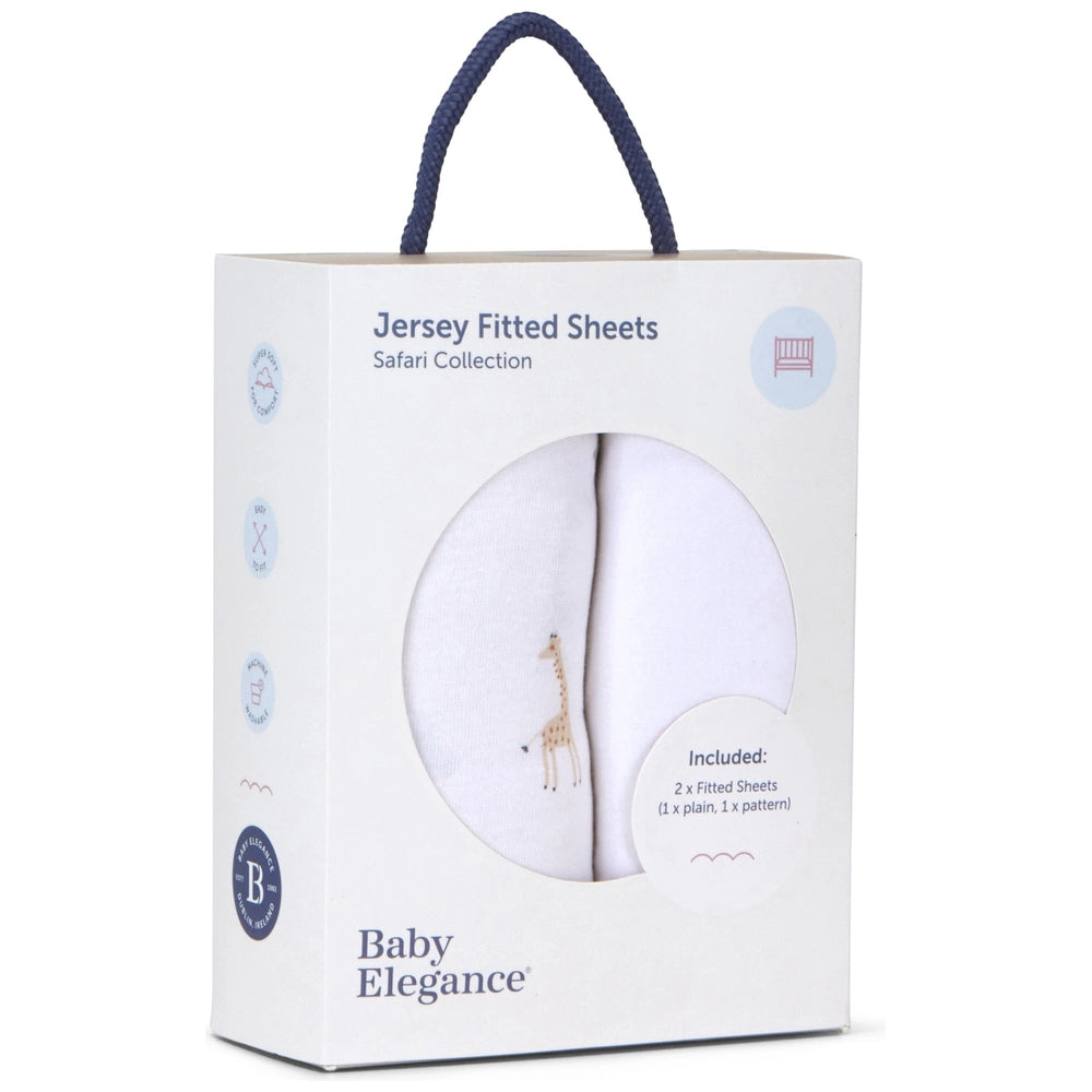 Baby Elegance Cot Jersey Cotton Fitted Sheets Safari 120 X 60Cm 2 Pack