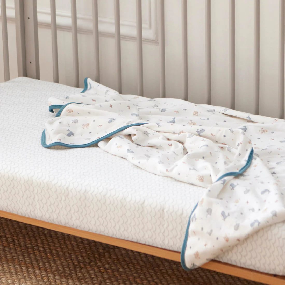 Baby Elegance Crib Bedding Set - Under The Sea - 45 X 90Cm - 4Pcs
