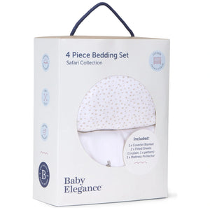 Baby Elegance Cot Bed 4 Piece Bedding Set Safari 140 X 70Cm