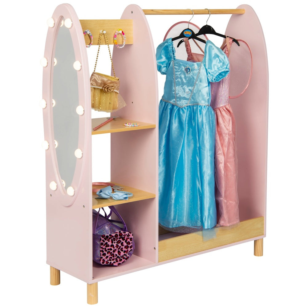 Dimples Wooden Dress Up Rack With Light-Up Mirror