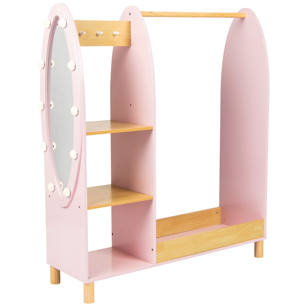 Dimples Wooden Dress Up Rack With Light-Up Mirror