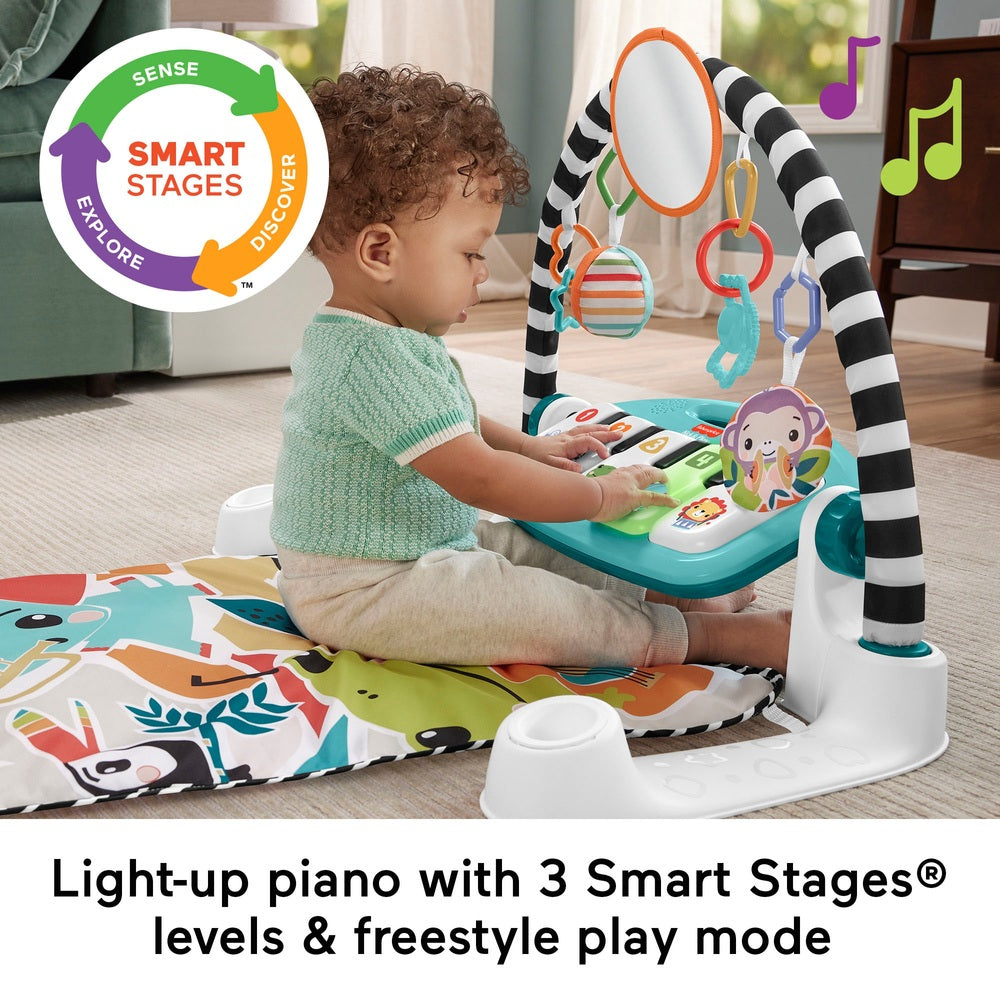 Fisher-Price Glow And Grow Kick & Play Piano Gym Blue
