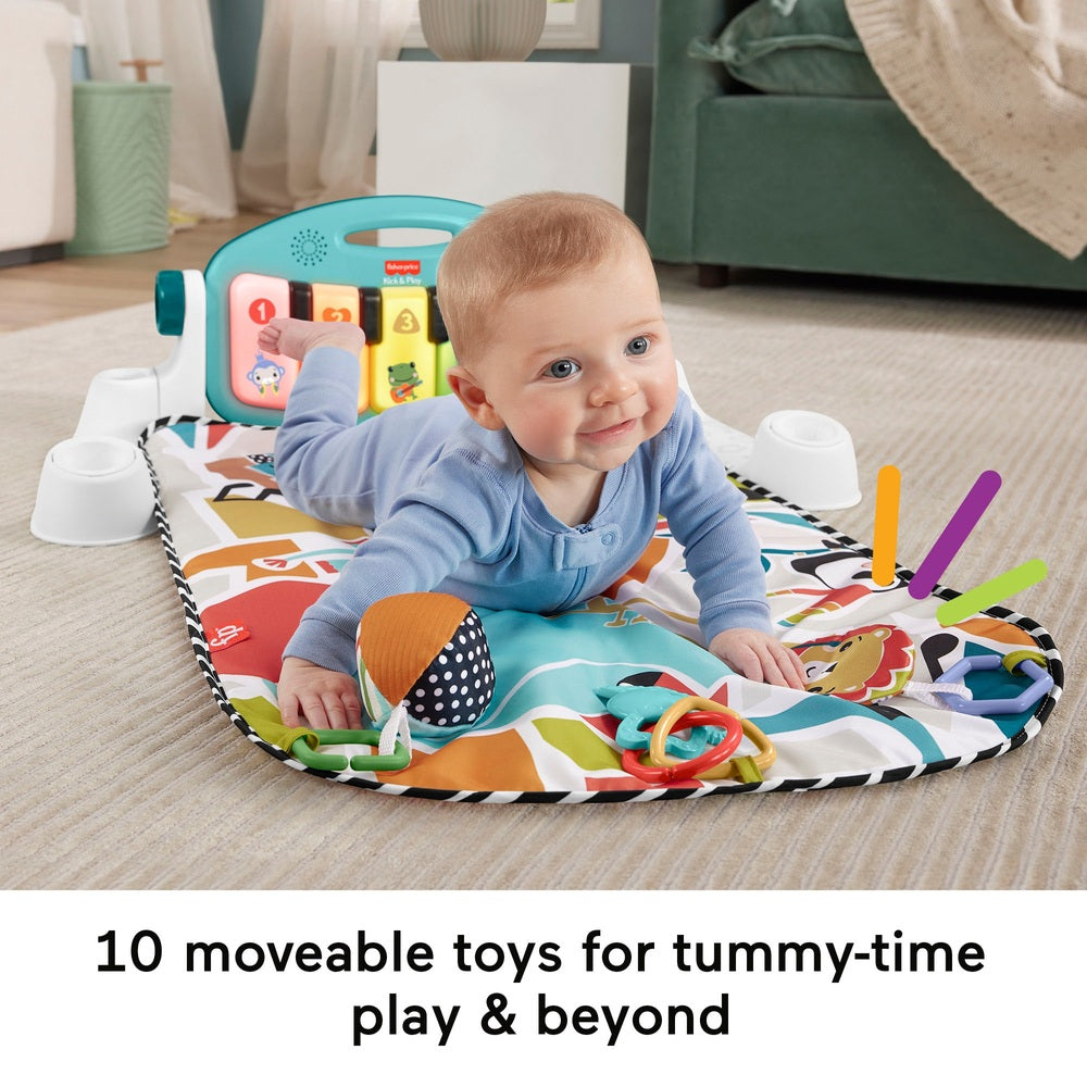 Fisher-Price Glow And Grow Kick & Play Piano Gym Blue