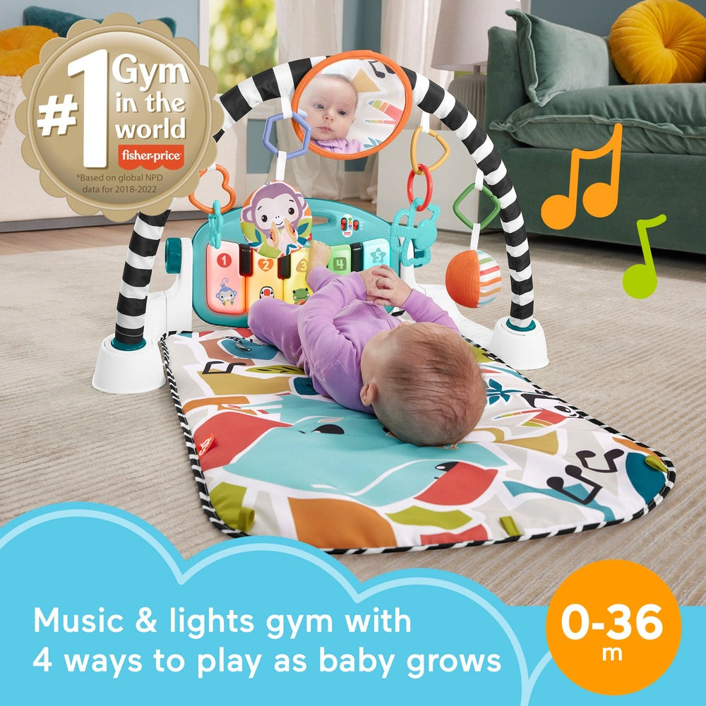 Fisher-Price Glow And Grow Kick & Play Piano Gym Blue