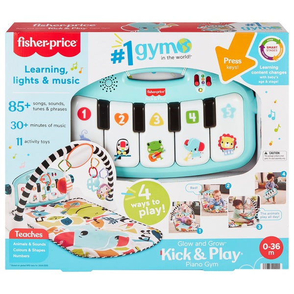 Fisher-Price Glow And Grow Kick & Play Piano Gym Blue