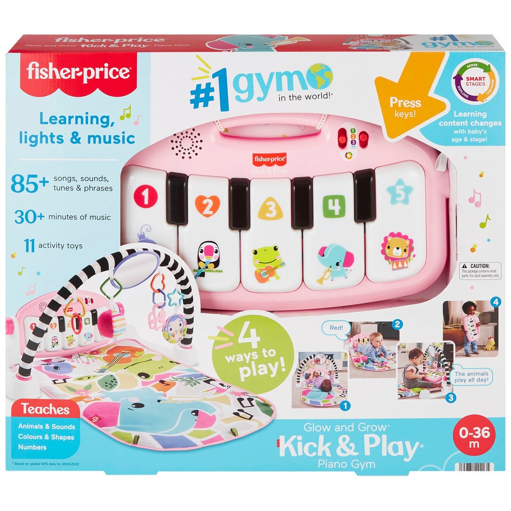 Fisher-Price Glow And Grow Kick & Play Piano Gym Pink